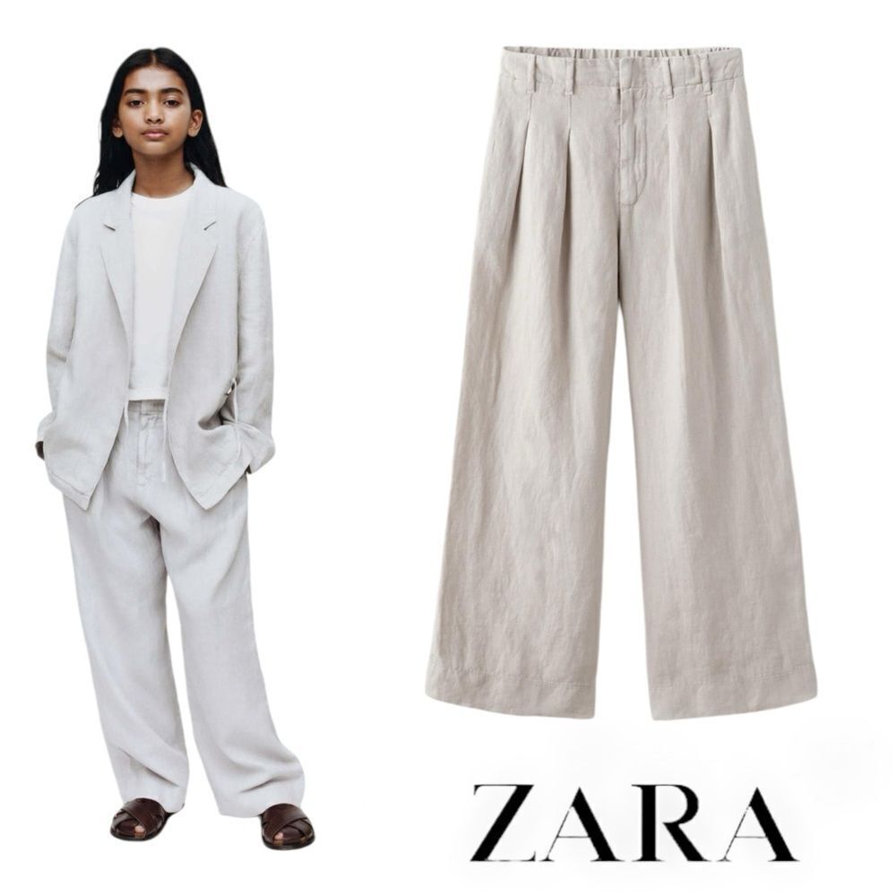 ZARA Kids | Light Gray | DARTED LINEN PANTS